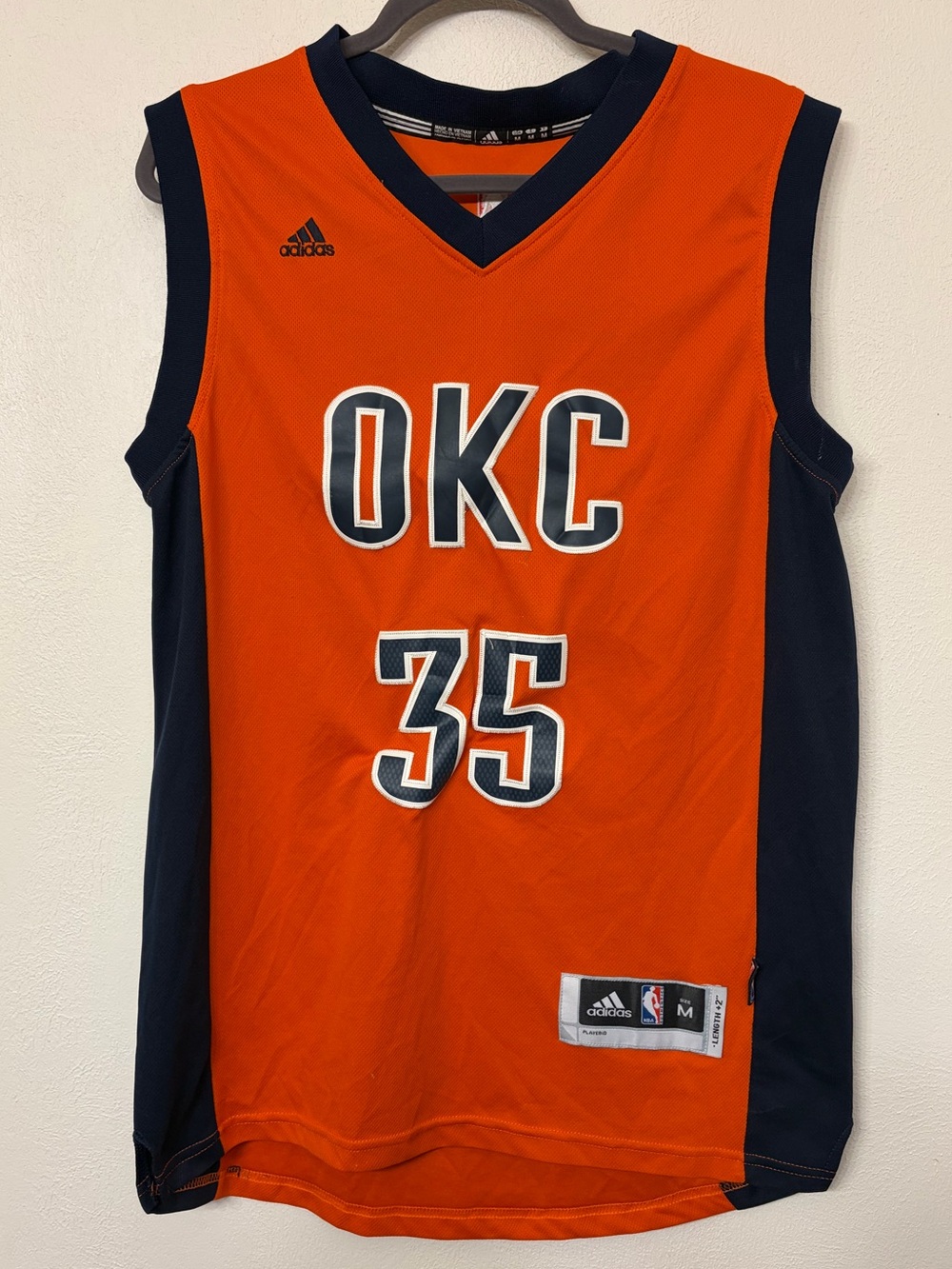 Adidas Men’s Alternate Orange OKC Thunder Kevin Durant Stitched Jersey Size M